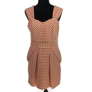 Pink Martini Orange Striped Sleeveless Dress Large